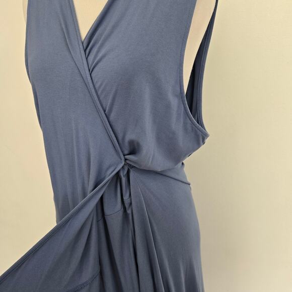 Banana Republic Threadsoft Wrap Midi Dress Blue Summer Vacation Women XXL - Picture 7 of 12